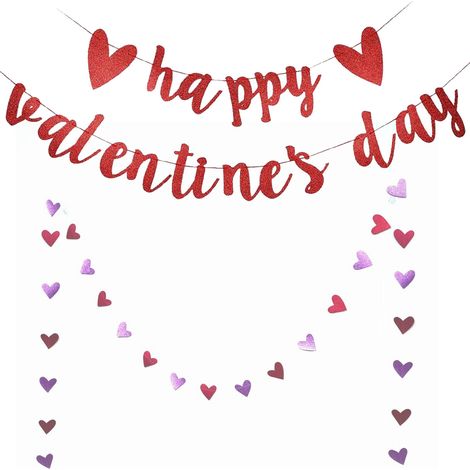 Pancarta de San Valentín, roja brillante, con forma de corazón, decoración para interiores/exteriores, fiestas, bodas, aniversarios. (1/5)