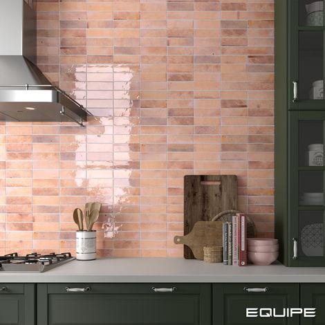 Carrelage mural faïence effet rustique THANGLONG 16.1x5.1cm Pink - Brillant - boîte de 0.55 m2 16.1x5.1 cm Pink - Brillant / Poli - boîte de 0.55 m2