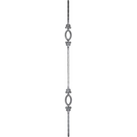 Barreau martelé avec 2 ovales - Hauteur 950mm carré de 14mm - Fer forgé - À souder - DECO FER FORGE (1/3)