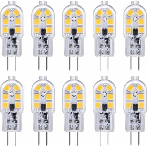Ampoule G4 LED 12V 2W Blanc Froid 6000K, 200LM, Équivalent Halogène G4 Bi-pin 10W 20W, LED Lampe G4 12V AC/DC pour Camping Car/Hotte Cuisine, non-dimmable, lot de 10 (1/5)