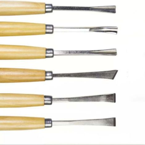 Set di 6 scalpelli per legno, set professionale di scalpelli per intaglio del legno, falegnameria, scultura, fai da te (1/4)