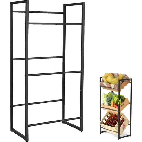 Étagère à boissons, design à 3 niveaux, stabilité réglable, noir (1/2)