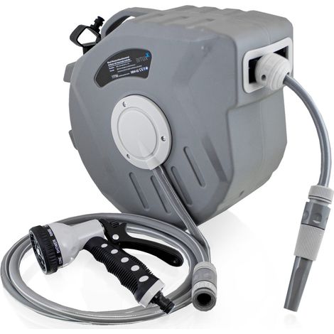 20m Wand Schlauchtrommel Schlauchaufroller Wasserschlauchaufroller Schlauchbox Automatik (20 m + Multi Schlauchpistole) (1/5)