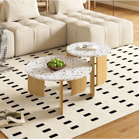 Mesa de centro nido set de 2 en MDF natural, mesas auxiliares 70 cm (1/5)