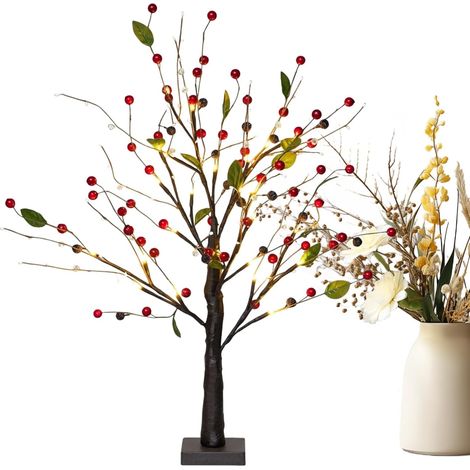 Arbre à LED Ornement à Lueur Chaude Alimenté par Piles Décoration d'Arbre qui S'avec 24 LED pour la Chambre le Salon la Table à Manger le Bureau l'Appartement Noël Hiver (1/5)