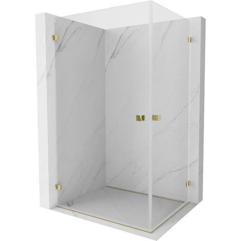 Mexen Lunar-B Duo Duschkabine schwenkbar 100 x 90 cm, transparent, gold - 832-100L-090P-50-00 (1/5)