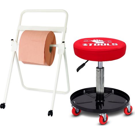 Tabouret Mécanicien BM TOOLS BMT-STOOL siège pivotant Hauteur réglable, roulettes / Supports OUTILS avec Dévidoir de papier
