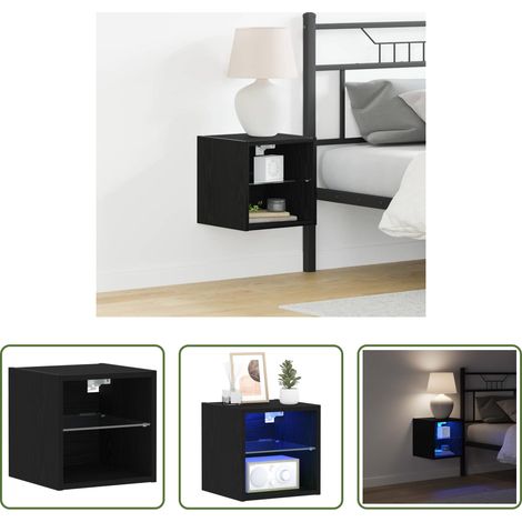 vidaXL LED Beleuchtung - LED Wand Nachttischschrank mit Schwarz Holzwerkstoff (1/5)