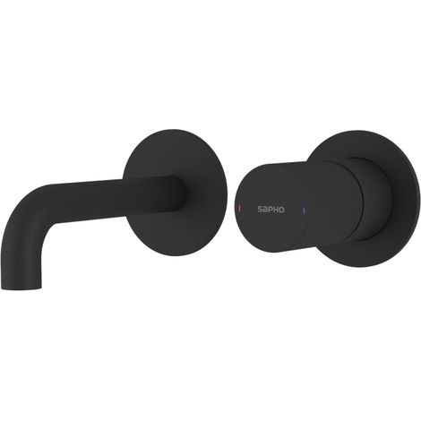 ULTRATAP Mitigeur lavabo 2 trous à encastrer, bec 15cm, noir mat (1/2)