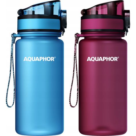 Bouteille filtrante Aquaphor City avec cartouches de 0,35 L, bleue et bordeaux (1/5)