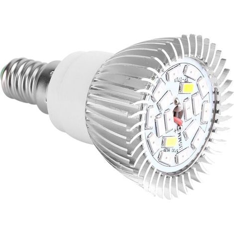 18-W-LED-Pflanzenlampe mit Vollspektrum für Zimmerpflanzen, Gewächshäuser, Gemüse, Sukkulenten, Hydrokultur, Bio-Setzlinge, 18 LEDs, E27/E14/GU10 (E14) A