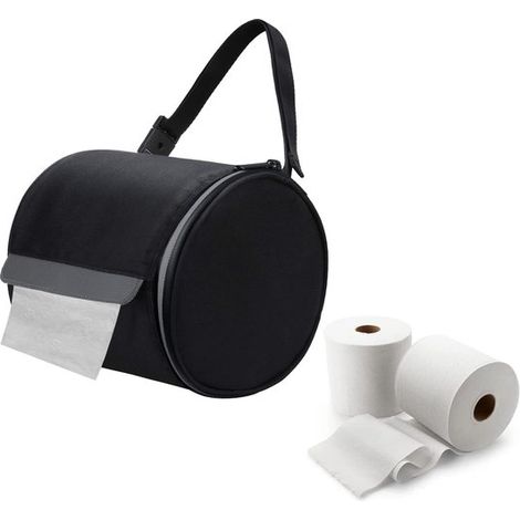 Porta carta igienica sospeso - Pieghevole - 151515 cm - per campeggio, bagni, viaggi in camper - Nero - Portatile (1/5)