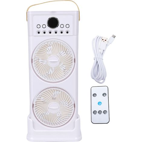 Refroidisseur Brumisateur Double Ventilateur – 6 Buses 360° Réglable USB-C 2400mAh Blanc pour Maison Bureau (1/5)
