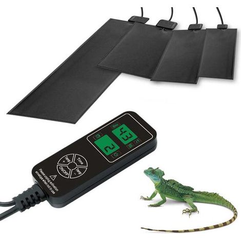Heizmatte für Reptilien – Heizmatte – Anzuchtmatte – Pflanzen – 20 x 35 cm – Mit Thermostat – Für Haustiere, Küken und Reptilien – Schwarz – 20 x 35 cm (1/5)