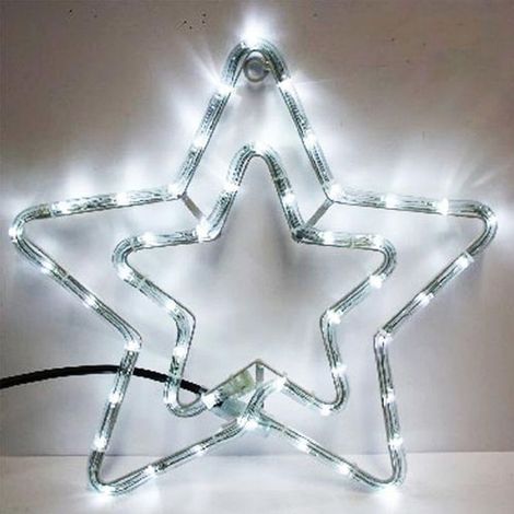 Double étoile De Noël 75 Led Blanc 55x55 Cm Pour L'extérieur (1/2)