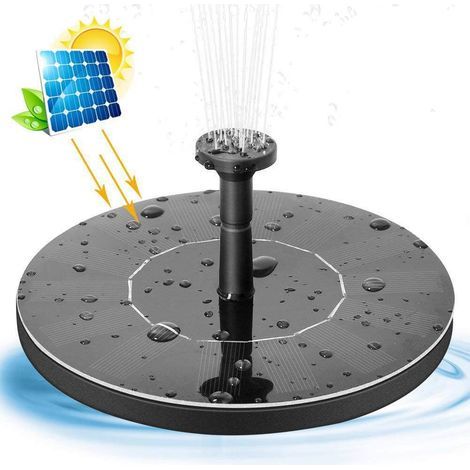 Verbesserte Solarbrunnenpumpe für Vogeltränken mit 9 Düsen, 1,4 W, für Garten, Teich, Schwimmbad, Aquarium und den Außenbereich (Batterie nicht im Lieferumfang enthalten). (1/5)