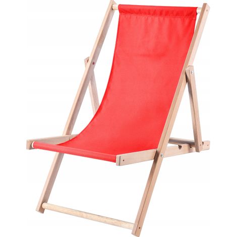 KADAX Liegestuhl, Strandstuhl aus Holz, Sonnenliege bis 120kg, Rot