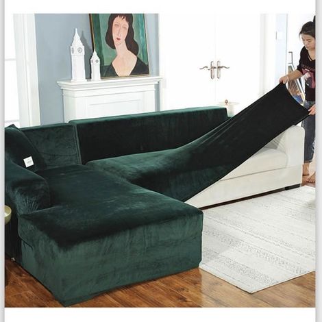 2 + 3 places housse de canapé en velours, douce et extensible, housse de canapé universelle pour 2 ou 3 places, salon moderne (1/4)