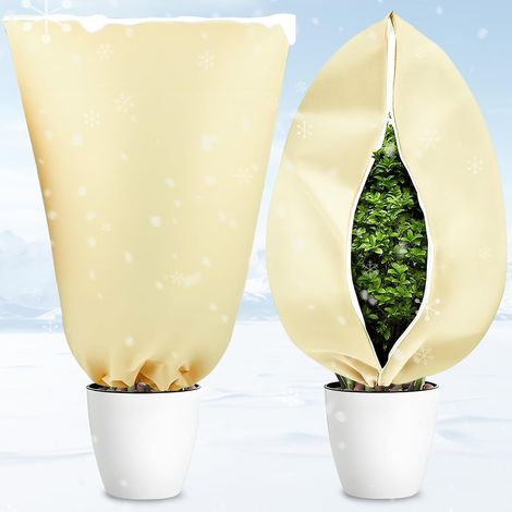 Lot de 2 Voile Hivernage Plante Exterieur, 80 x 100 cm Protection Hivernale pour Plantes avec Fermeture Éclair, Housses de Protection pour Plantes pour Palmiers, Olivier (1/5)