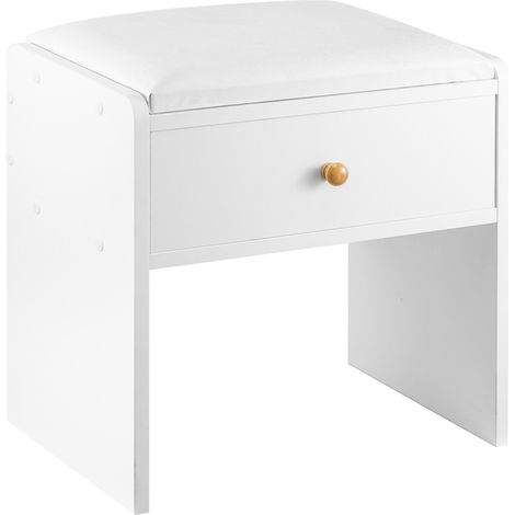 Dressing Table Stool Comfortable Vanity Stool with Storage Drawer Simple Padded Stool Chair for Dressing Table Easy-To-Install Bedroom Chairs & Stools Suitable for Bedroom Piano White (1/5)