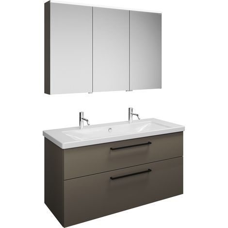 Ensemble lavabo Burg Eqio en mélamine 1230 mm Blanc alpin/Gris brillant GR0234D