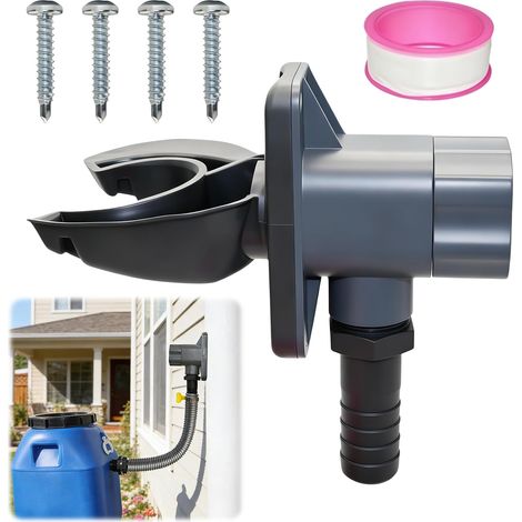 Downpipe connector for rain tank, rainwater collector for downpipe 70 to 110 mm with strip and 4 screws for rain cistern, connection kit for (1/5)