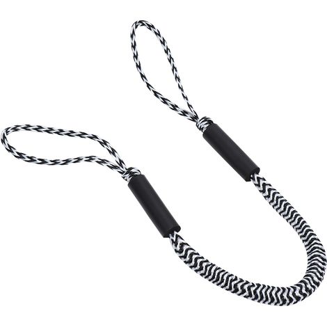 Corde élastique d'amarrage pour bateau avec amortisseur de choc (motif ondulé noir et blanc) (1/5)