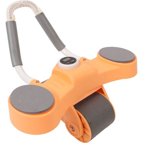 Roue abdominale à rebond automatique, double roue abdominale ronde, support pour les coudes et support pour téléphone, unisexe, orange. (1/5)