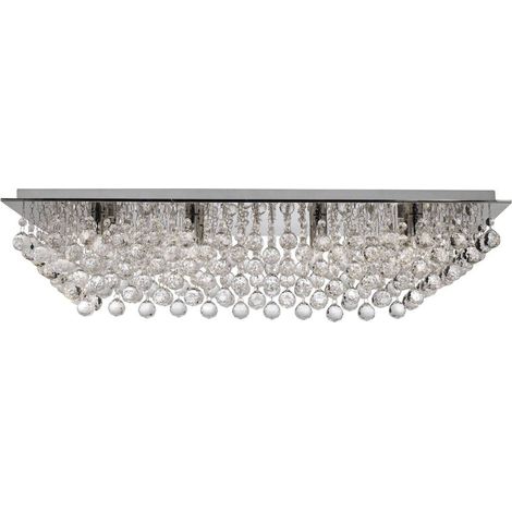 Searchlight Hanna - Plafonnier à 8 ampoules au fini chrome avec décoration en cristal, G9