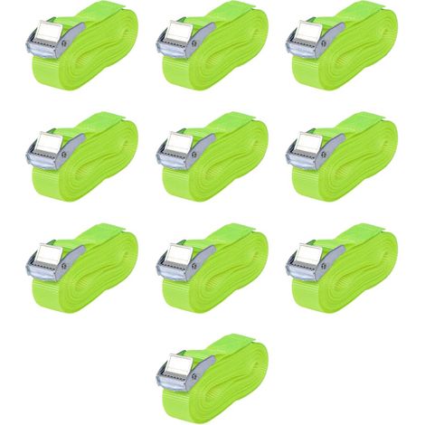 Spanngurte 10 Stk. 0,25 Tonnen 5m×25mm Neongrün vidaXL
