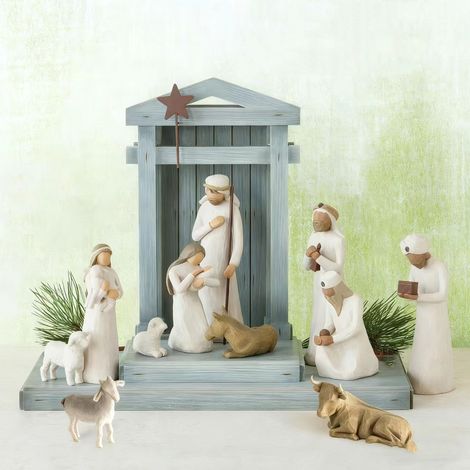 Luxuriöse Weihnachtsdekorationen: Enthält Figuren und eine Krippenszene, 10 Teile + eine Krippe. (1/4)