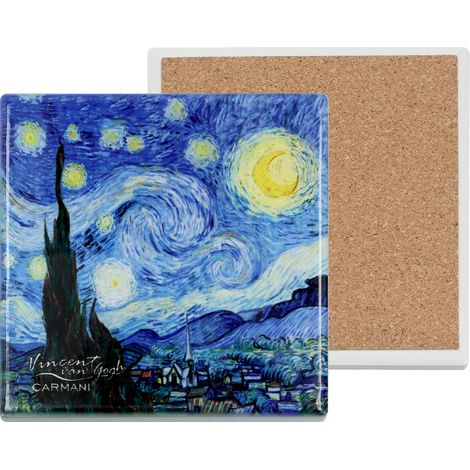 Dessous de verre en céramique, carré - V. van Gogh, La Nuit étoilée (carmani)
