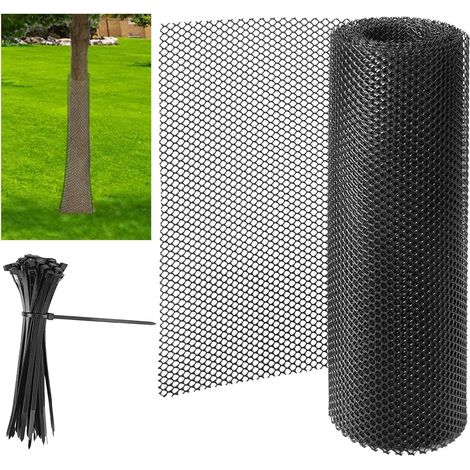 Protezione per tronchi d'albero in rete da 6 m, protezione per corteccia d'albero, rete da giardino flessibile per cervi, protezione per tosaerba e decespugliatori, include 100 lacci (1/5)