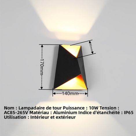 Wasserdichte Außenwandleuchte IP65, moderne minimalistische 10W 4000K Wandlampe für Garten, Balkon und Flur, schwarze und goldene Design-Wandbeleuchtung-lsw