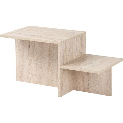 Table à café Rustique Moderne, Travertine, 80 x 40 x 40 cm Fabriqué en Panneau de Particules 100% mélamine, épaisseur : 18 mm Parfait pour Les espaces Modernes à Domicile et d'étude, Design (1/5)