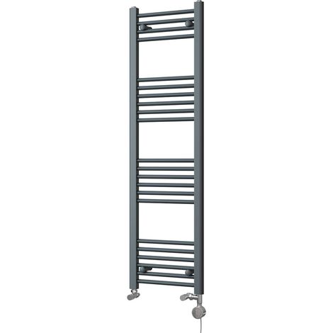 Zennor - Anthracite Dual Fuel Towel Rail H1400mm x W400mm Thermostatic - Straight (1/3)