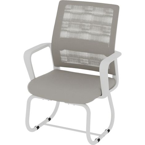 Sedia da ufficio moderna minimalista in metallo e tessuto grigio e bianco (1/5)
