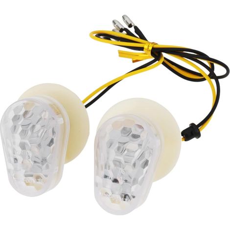 Flush Mount LED Motorcycle Turn Signals, Clear Lens, Pair, Front Amber, 12V, Compatible with Kawasaki ZX12R 2000-2005 (1/5)