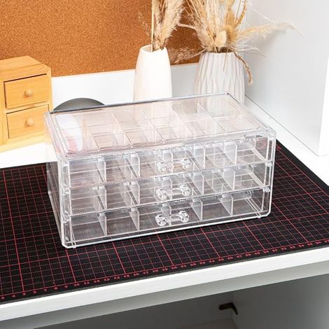 Boîte de rangement transparente pour petites pièces - avec 72 compartiments sur 3 tiroirs - idéale le bricolage (1/5)