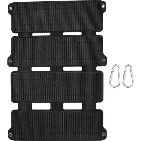 Panneau solaire pliable 14W 5V noir, silicium monocristallin, 2 sorties USB, flexible ETFE, pour camping et extérieur (1/5)