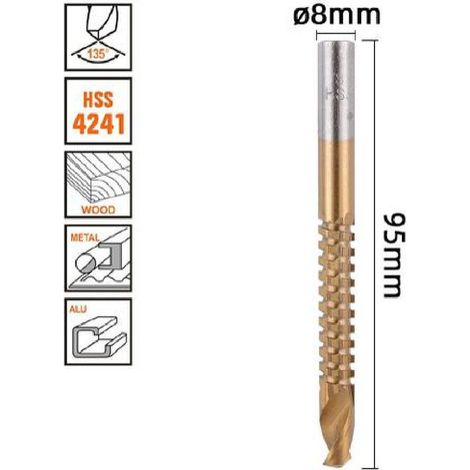 Kaela - Punta Trapano Elicoidale ø8mm X 95mm In Titanio Hss 4241 Per Metallo Legno 57152 - (1/2)