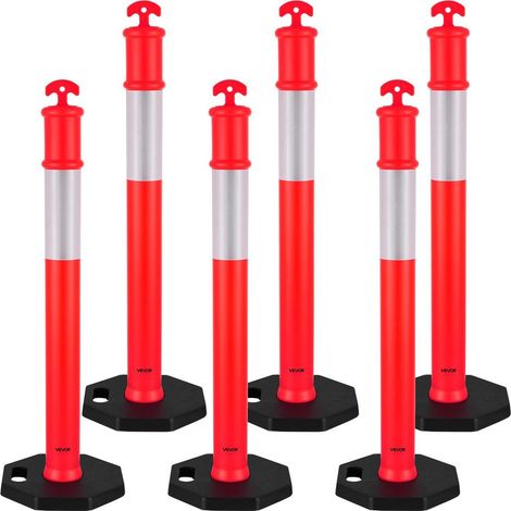Délimitation Efficace du Trafic Balises de Signalisation 114 cm Délinéateurs avec Base Lestée 4 kg pour Chantier et Parking (1/5)