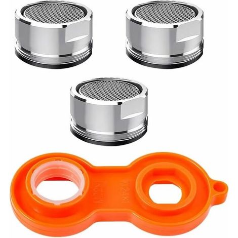 3 Pcs Mousseur Robinet Economie Eau, Aérateur de Robinet Accessoires M24 Filtre de Robinet avec Joint d'Etanchéité et Clé d'Aérateur pour Cuisine et Salle de Bain T-Audace (1/5)