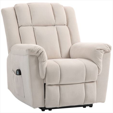 Fauteuil massant chauffant inclinable 1 place en chenille linen beige 85x91x104 cm (1/5)