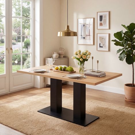 Mesa de comedor extensible 140/180 x 70 cm en MDF color natural (1/5)