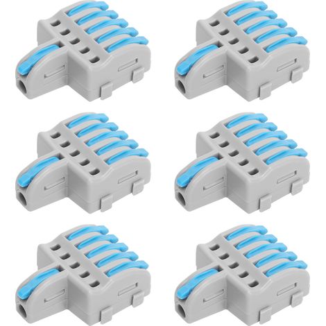 Connecteur Rapide SPL 20 Pièces, Répartiteur 1 Entrée 5 Sorties, Type Poussé, Laiton et PC, Borne de Câble Bleu (1/5)