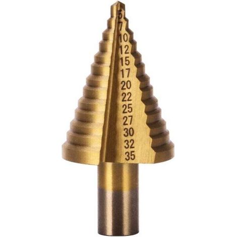 Professioneller Titan-Stufenbohrer für Holz, Kunststoff und Metall, 5-35 mm, konischer Bohrersatz. (1/4)