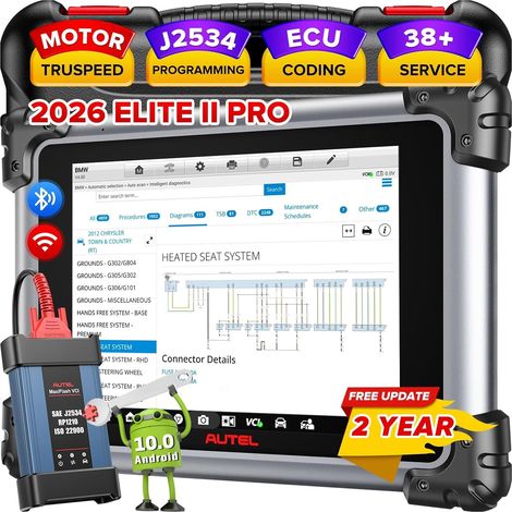 MaxiSYS Elite II Pro Car Diagnostic Tool, 2026 Upgrade from MK908P II MS908SP Bidirectional Scanner, Programming & Coding J2534, 38+ Services, TOU Systems, 2-Year Updates (1/5)