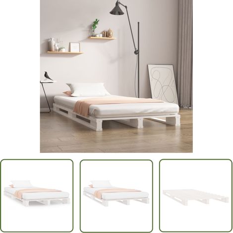 Furniture Limited - Lit de palette blanc 100x200 cm bois de pin m (1/5)