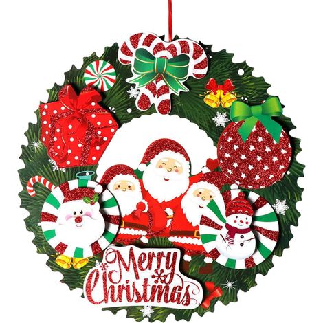Guirlande De Noël En Papier - Décoration Murale Pour Porte D'Entrée Ou Magasin - Diamètre 30 Cm - Lot De 1 (1/5)